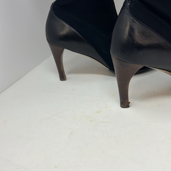 Gucci Sz 7 Tall Elastic Sock Boots Pointed Toe 3” Stacked Heel - Picture 4 of 12